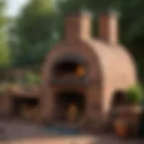 An elegantly designed outdoor brick oven showcasing its intricate arches and craftsmanship