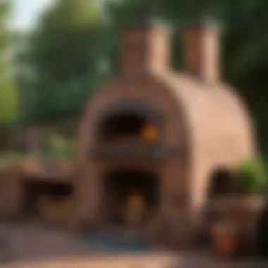 Stunning Outdoor Brick Oven Design An elegantly designed outdoor brick oven showcasing its intricate arches and craftsmanship