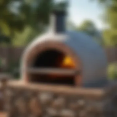 Detailed view of the construction phase of an outdoor pizza oven