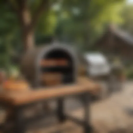 Outdoor pizza grill with wood-fired oven