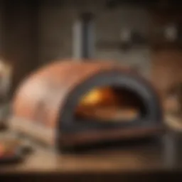 Elegant countertop wood pizza oven with a rustic finish