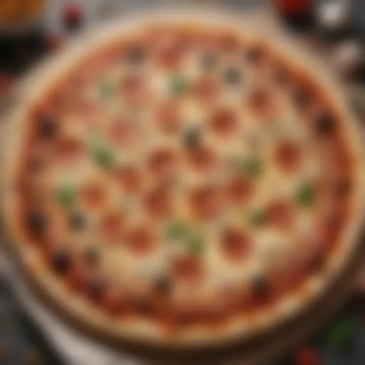 Close-up of a perfectly baked pizza with yeast-free crust