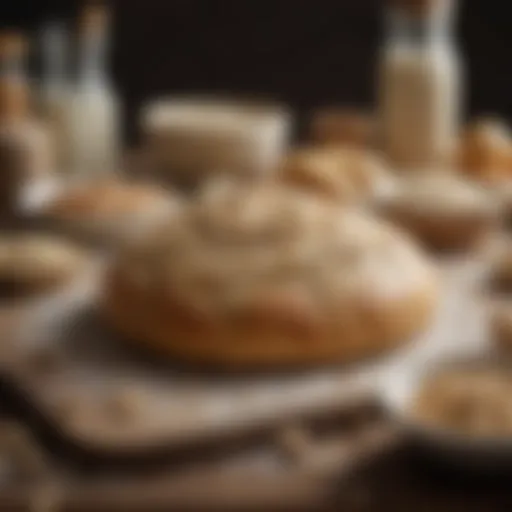 Artistic arrangement of various dough ingredients
