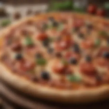 Freshly Baked Sourdough Pizza with Gourmet Toppings Freshly baked sourdough pizza with gourmet toppings on a wooden pizza peel