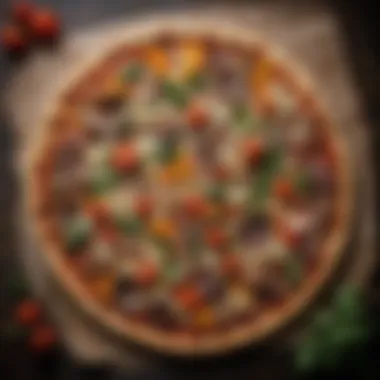 Gourmet Veg Pizza Creation Top view of perfectly baked veg pizza