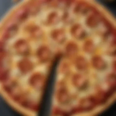 Perfectly Baked Almond Flour Pizza A close-up of perfectly baked almond flour pizza, with a golden crust and bubbling cheese.