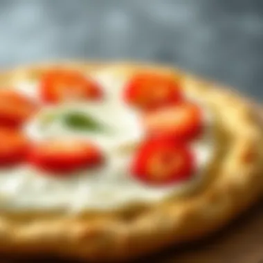 Smooth Cream Cheese Layer on Crust Cream cheese spread evenly on a crust
