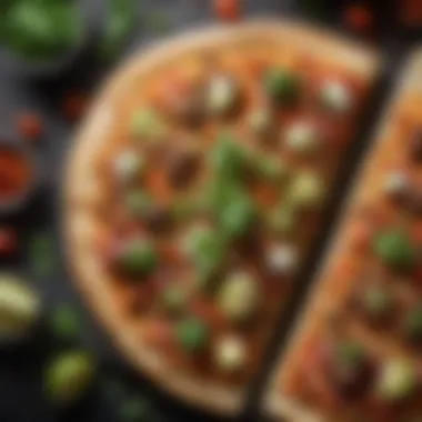 Garnished taco pizza with herbs and spices