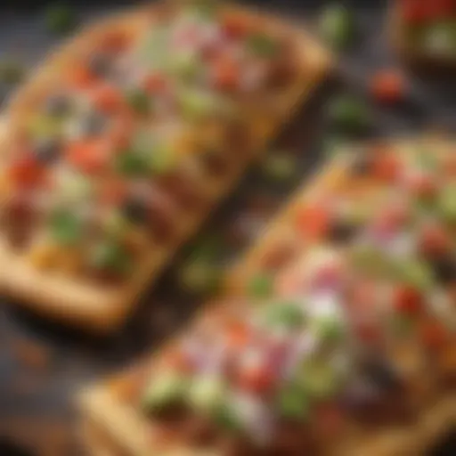Colorful array of taco pizza toppings