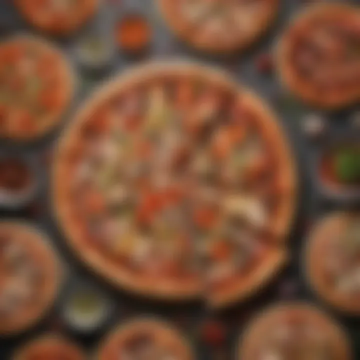 Fresh ingredients arranged for thin crust pizza toppings