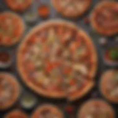 Artfully Arranged Pizza Toppings Fresh ingredients arranged for thin crust pizza toppings
