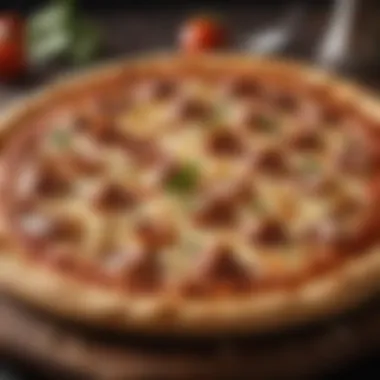 A beautifully baked pizza with a golden crust and bubbling cheese