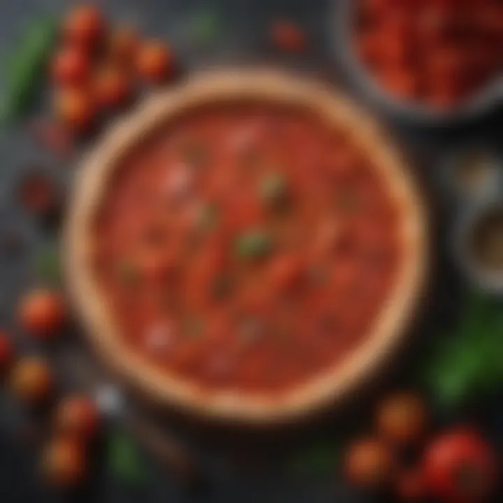 A vibrant spread of tomatoes, herbs, and spices for pizza sauce