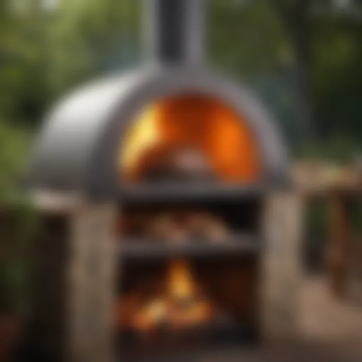 Finished outdoor oven with wood-fired flames