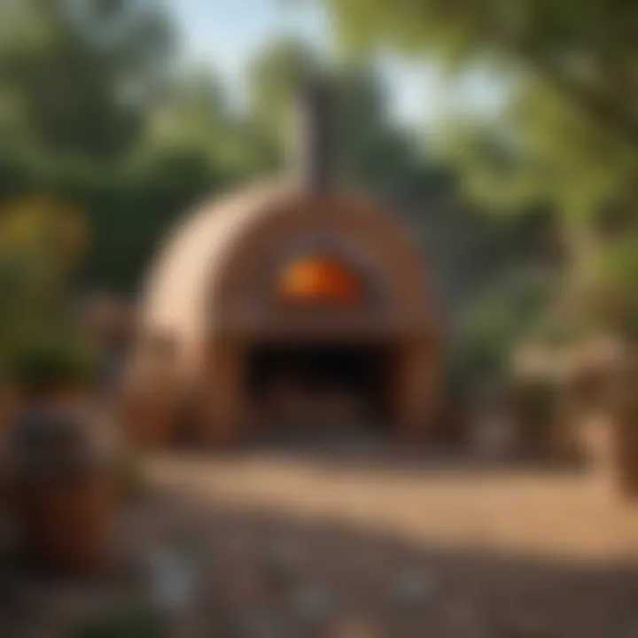 Handcrafted clay oven in backyard setting