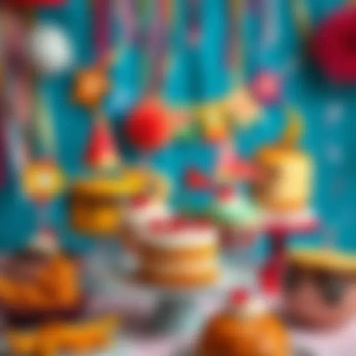 Colorful dessert table adorned with thematic decorations