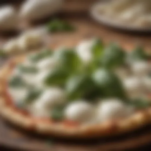 Aromatic Basil Leaves and Fresh Mozzarella