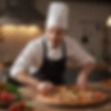 Gastronomic Creativity Chef preparing a unique pizza creation