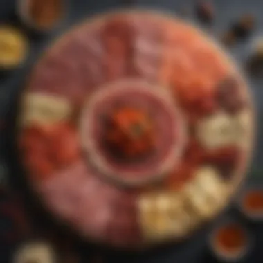 Charcuterie Board Elegance with Pepperoni Artfully arranged charcuterie board featuring pepperoni