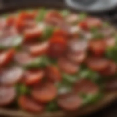 Innovative Salad Creation Featuring Pepperoni Elegant salad incorporating pepperoni as a key ingredient