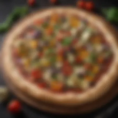 Artisanal Dough with Assorted Veggie Toppings Artisanal pizza dough topped with assorted vegetables