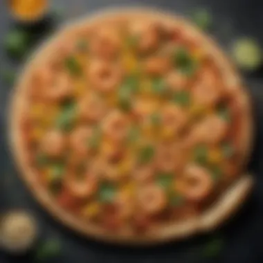 Exotic Shrimp Pizza with Mango Salsa and Cilantro Garnish Exotic Shrimp Pizza with Mango Salsa and Cilantro Garnish