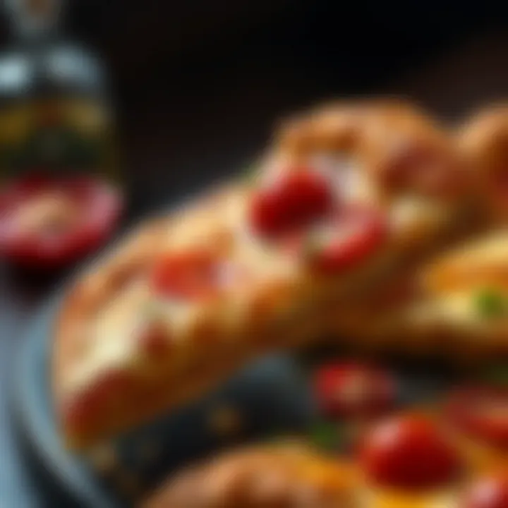 A delectable slice of Delissio Croissant Crust Pizza showcasing its flaky texture