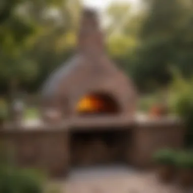 A finished Chicago brick oven in a backyard setting, ready for use.