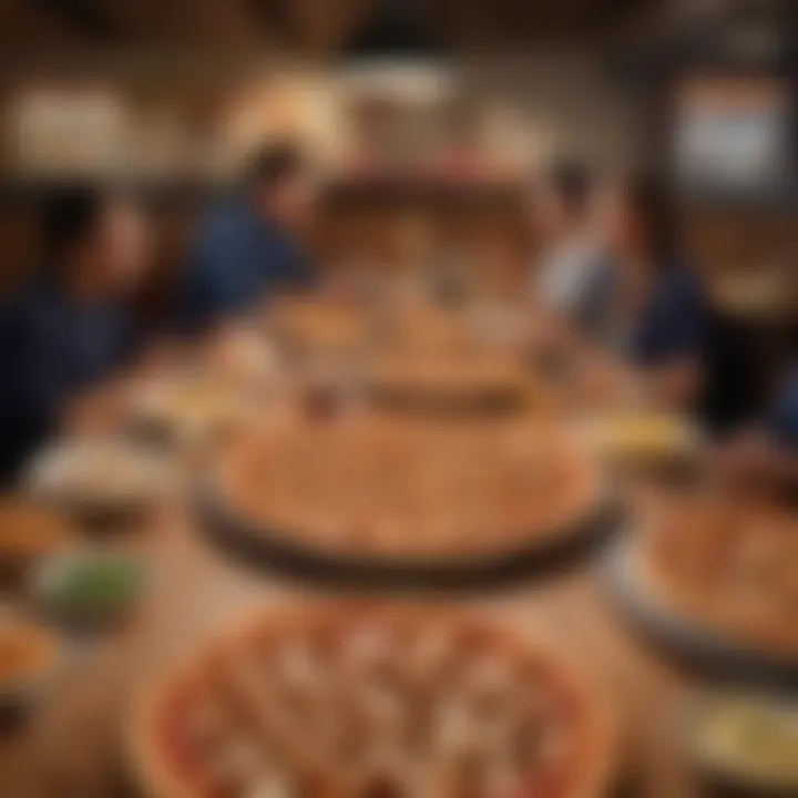 A group of satisfied diners enjoying chicken pizza at a Pizza Hut restaurant