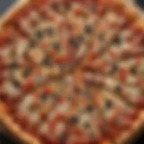 A close-up of Domino's X-Large pizza showcasing its toppings and texture