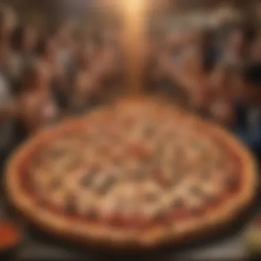 An artistic representation of Domino's X-Large pizza being enjoyed at a gathering