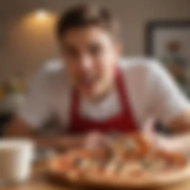 Person enjoying a pizza ordered through the Donatos Pizza app