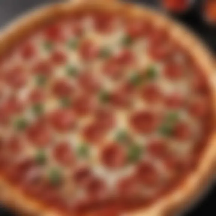 A close-up view of the premium ingredients used in Donatos frozen pizzas, emphasizing quality and freshness