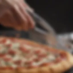 Close-up of a double blade pizza cutter showcasing its precision blades