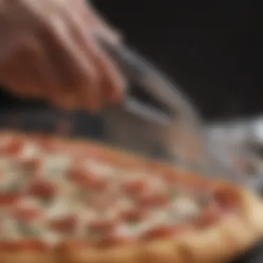Precision of Double Blade Pizza Cutter Close-up of a double blade pizza cutter showcasing its precision blades