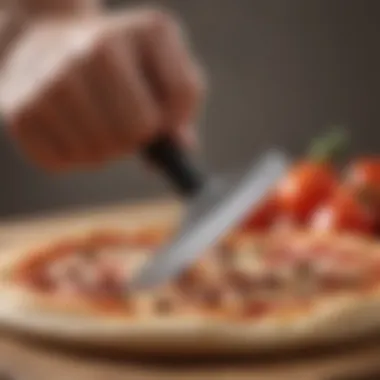 Ergonomic Design of the Cutter Handle Demonstration of the ergonomic handle of a double blade pizza cutter