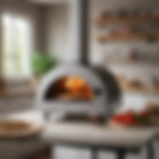 Elegant mini pizza oven in a modern kitchen setting