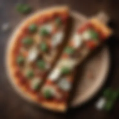 Sophisticated Presentation of Goat Cheese Pizza Elegant plating of a goat cheese pizza slice