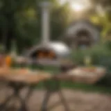 Elegant portable pizza oven table in outdoor setting