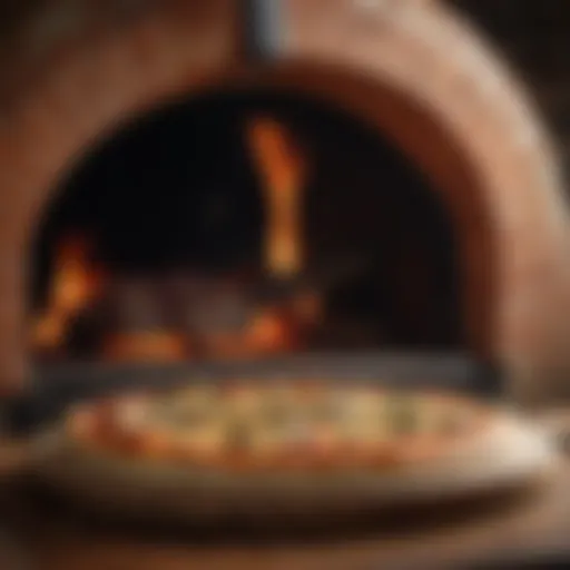 Elegant wooden brick oven pizza peel