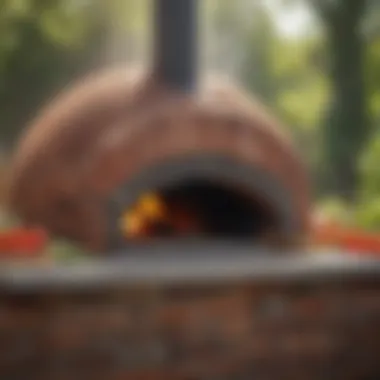 Wood-fired brick oven for baking vegetable pizza