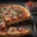 A perfectly baked pizza on conductive cooking pizza steel showcasing its crispy crust.