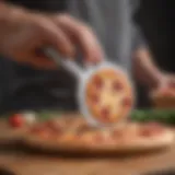 Ergonomic design of a pizza cutter showcasing its comfortable grip.