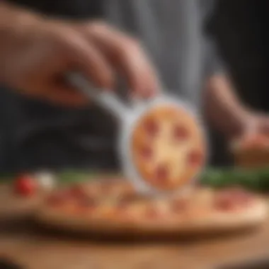 Ergonomic design of a pizza cutter showcasing its comfortable grip.