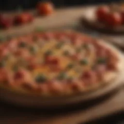 A beautifully crafted wooden pizza board showcasing intricate grain patterns.