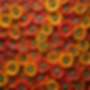 Vibrant Bell Peppers Sliced colorful bell peppers arranged in a circular pattern
