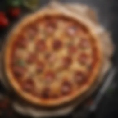 Deliciously Baked Pizza An inviting pizza just out of the oven, with melted cheese