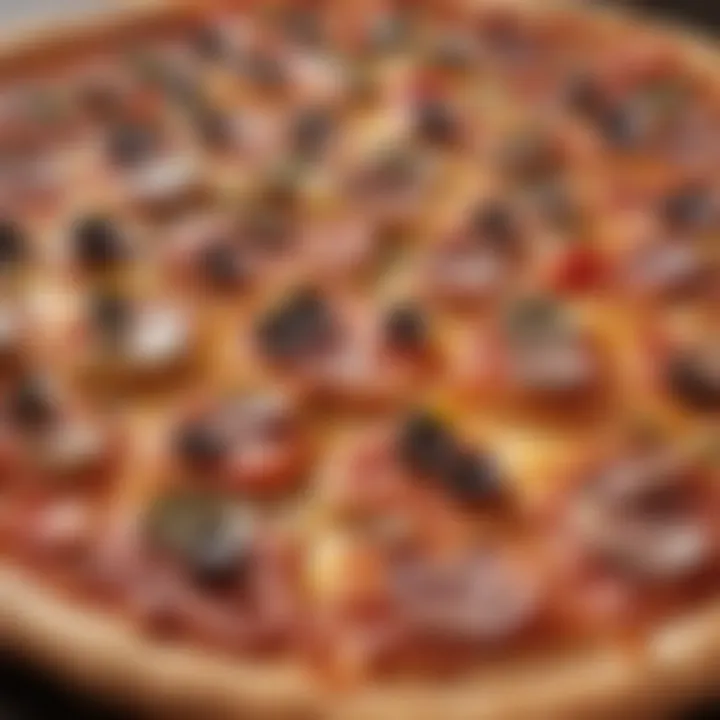 A close-up view of John's favorite pizza with vibrant toppings