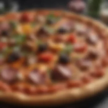 Artistic Presentation of Unique Ingredients A beautifully presented pizza showcasing unique ingredients