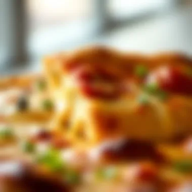 Close-up of a stuffed crust pizza showcasing cheese-filled edges